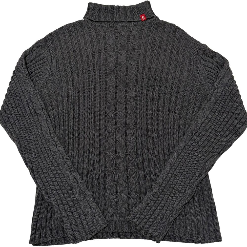 Vtg G by Guess Jeans Sweater Womens Large Gray Turtleneck Cable Knit Hongkong